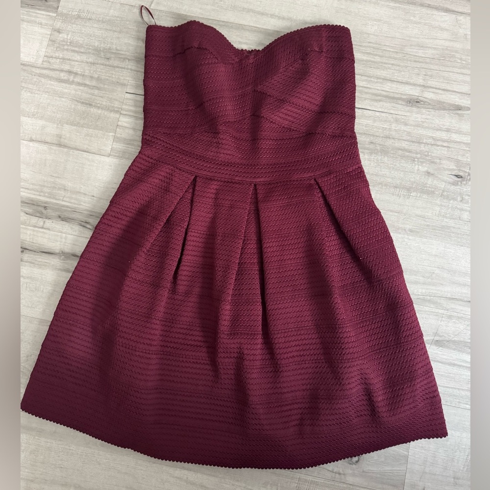 Express Strapless Maroon Dress
